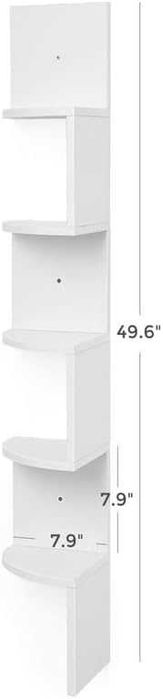 Raft de colt, Vasagle, 5 polite, 126 × 20 × 20 cm, alb