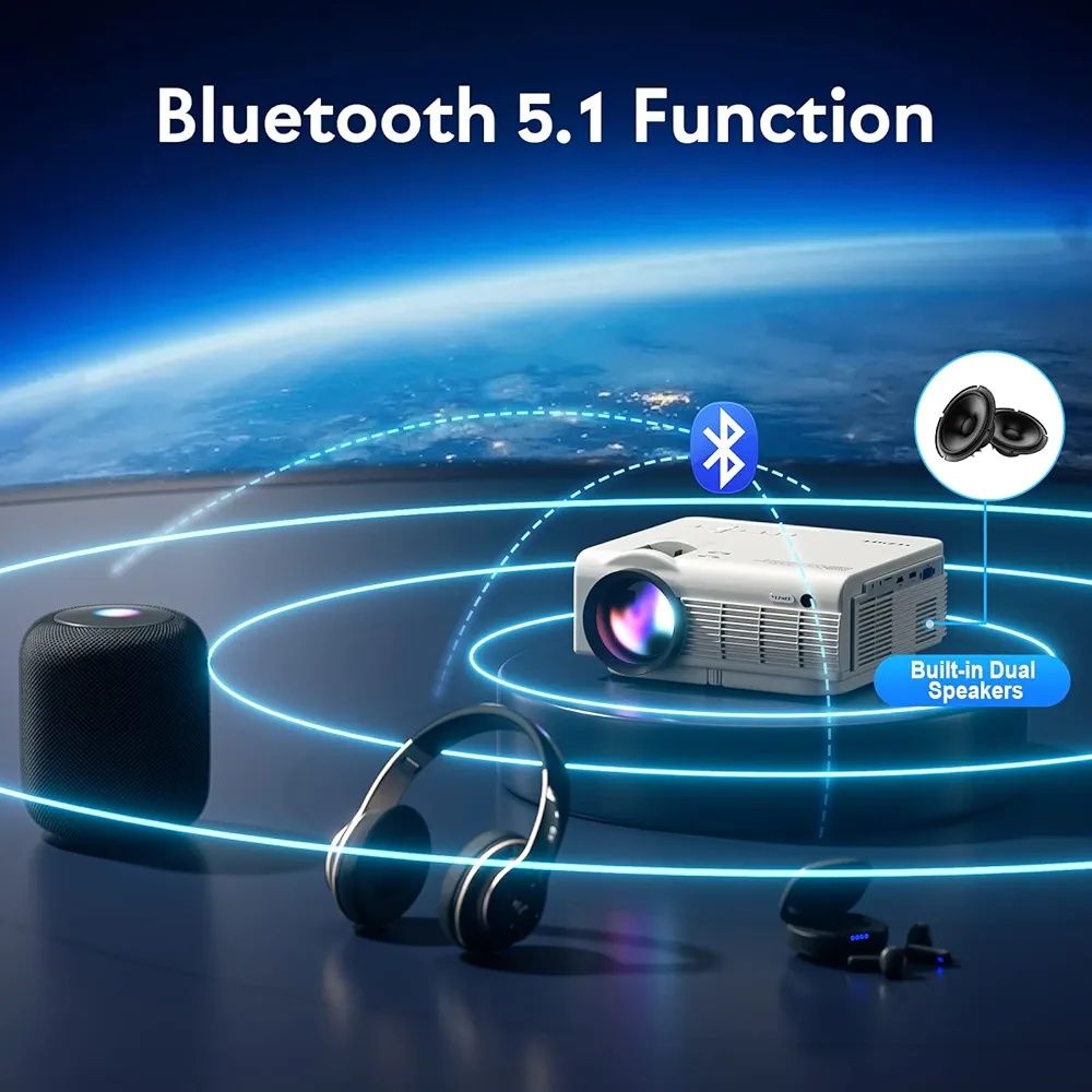 Висококачествен 4КПроектор  1080P Native, 5G WiFi Bluetooth,
