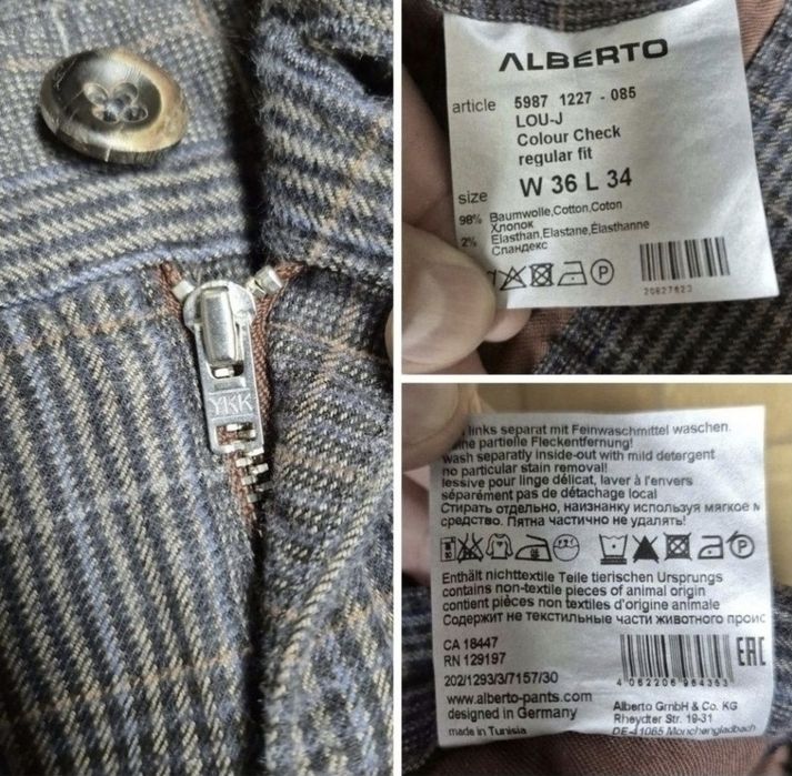 Pantaloni Bărbătești Alberto Lou-J Colour Check, Regular Fit - W36/L34