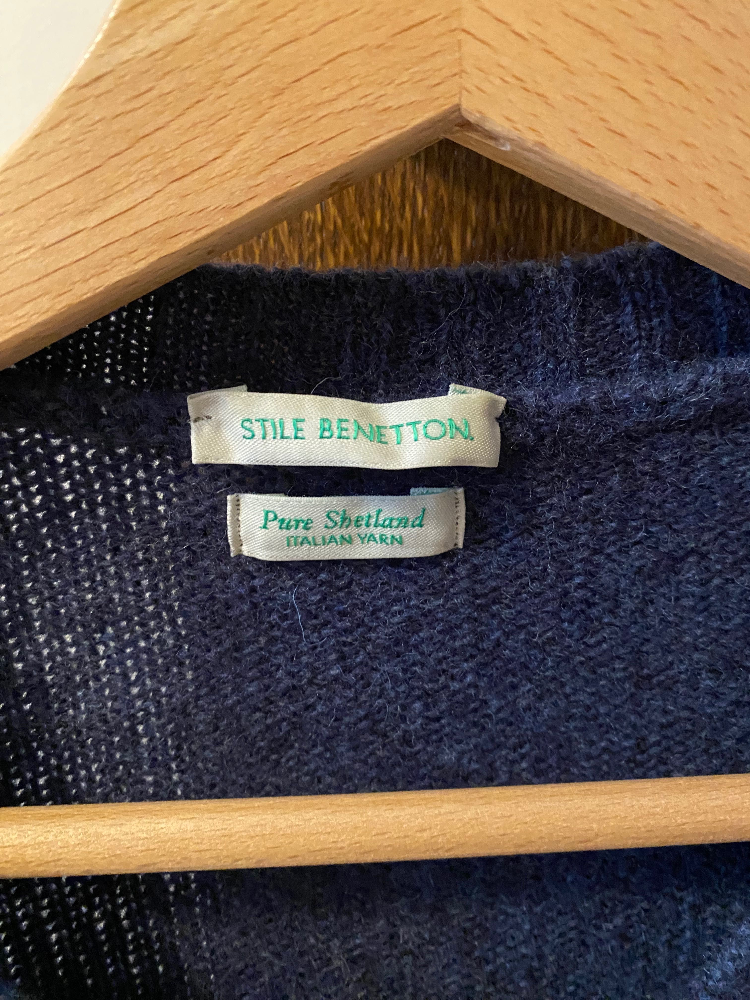 Вълнена жилетка Benetton Shetland wool, размер XS