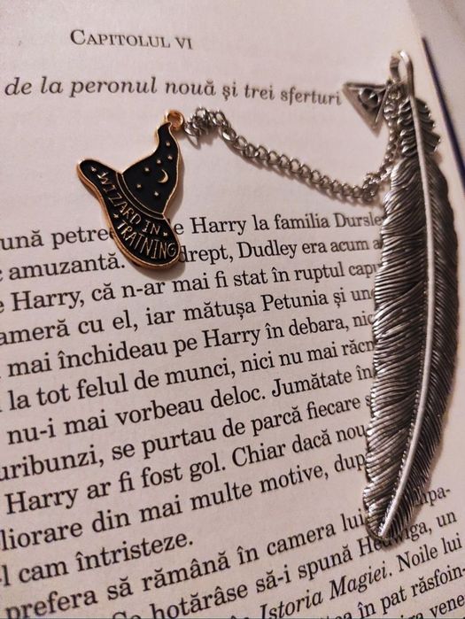 Cadou Harry Potter - semn de carte metalic Wizard în training