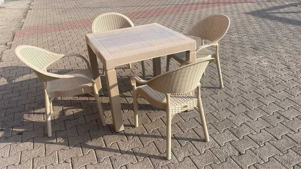 Комплект лукс маса + 6 или 4 стола ратан 4 цвята и размери маси мод.13