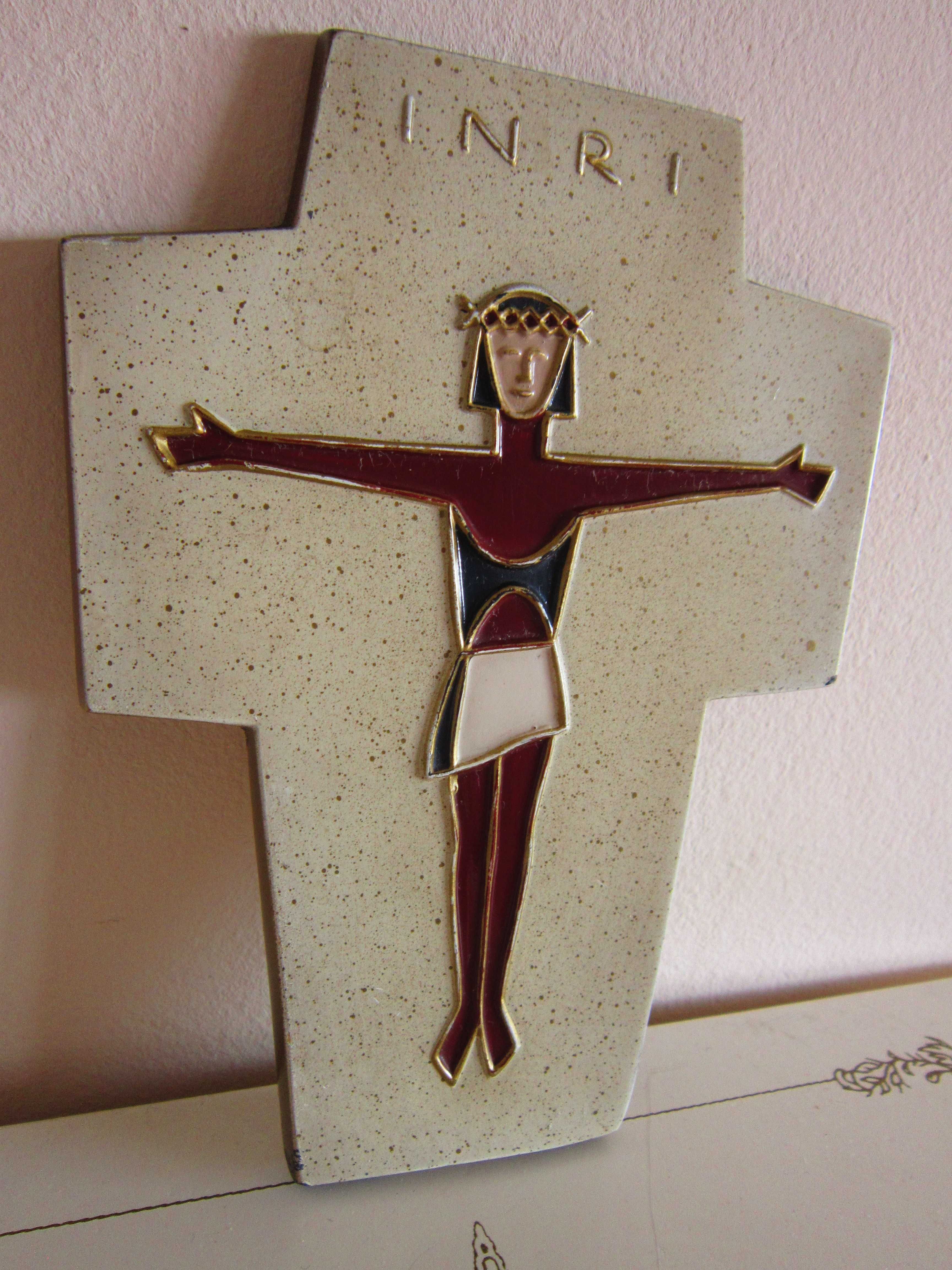 cadou rar Crucifix stil Cloisonne bronz emailat colectie Germania 1970