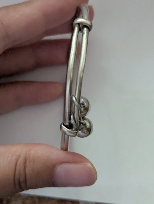 Vand bratara argint vintage fixa,gravata,cu 2 bilute