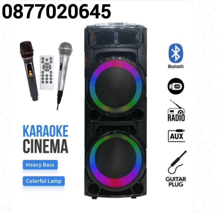 Караоке тонколона 2 х 10 инча KTS 1707 с 2 микрофона