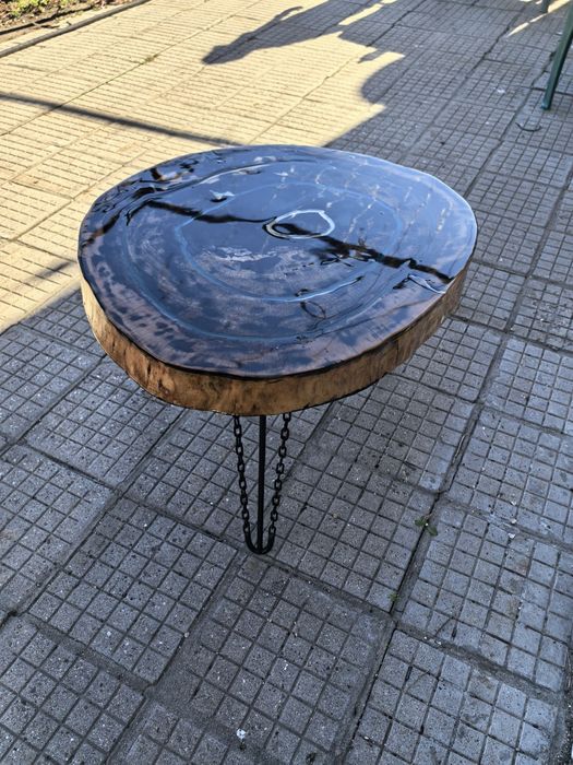 Холна маса от бук с мраморен ефект и епоксидна смола