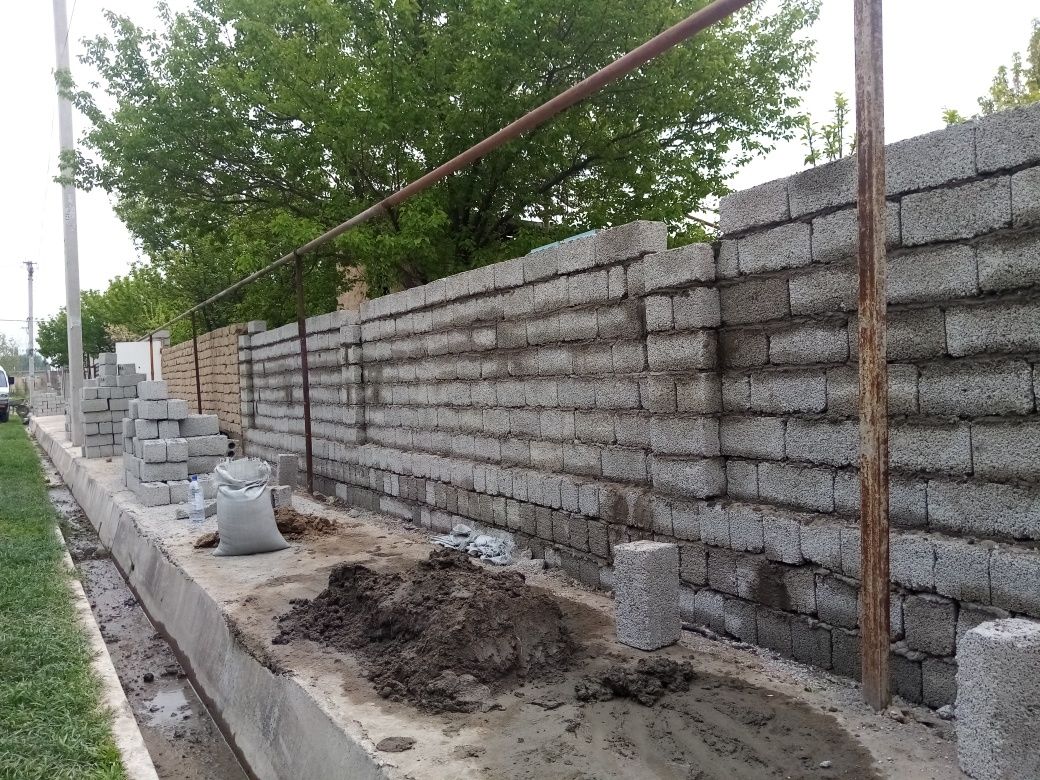 Шлакаблок,гишт стяшка, бетон ишларини киламиз.шлакаблок терамиз