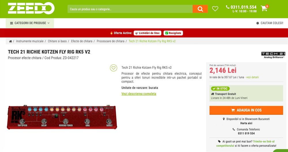 Tech 21 SansAmp Fly Rig RK5 v2 | Pedală procesor chitară