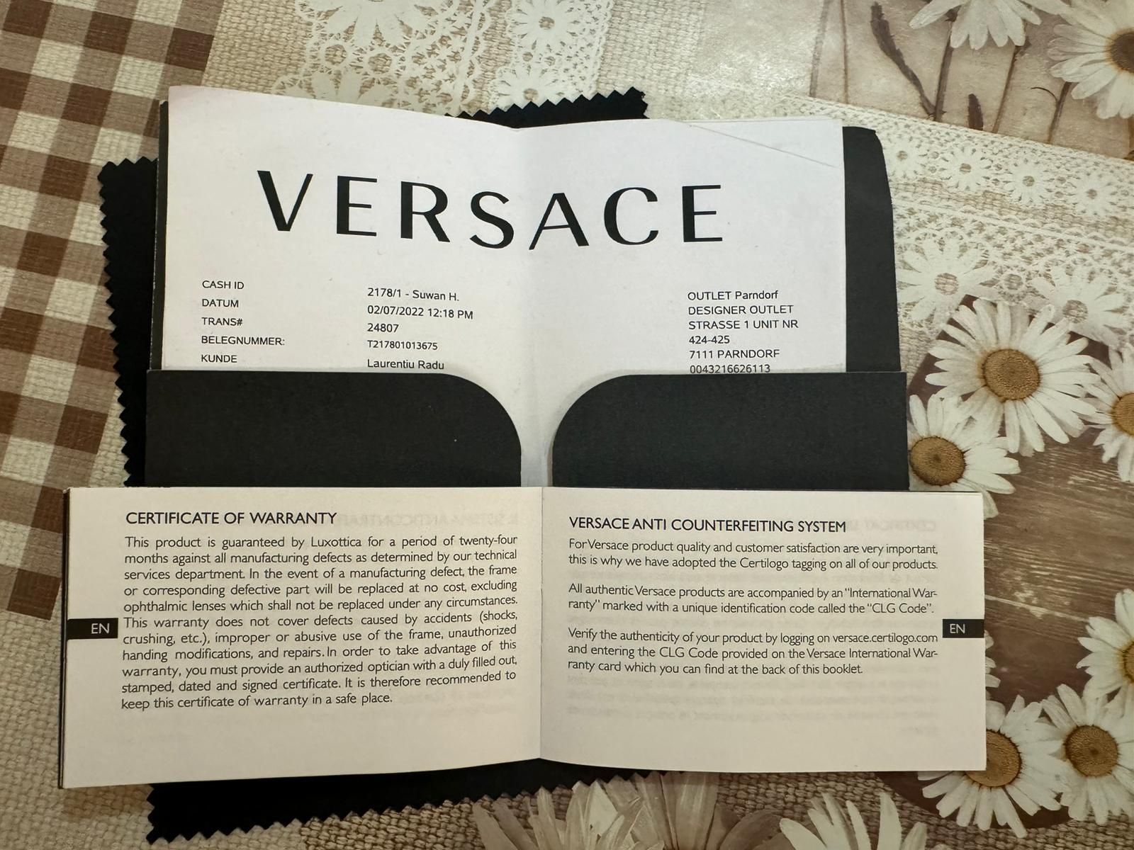 Ochelari de soare Versace squared baroque white