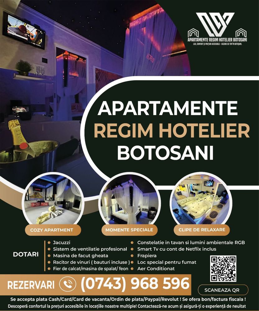 Apartamente Regim Hotelier Botosani cazare low cost sau lux Jacuzzi