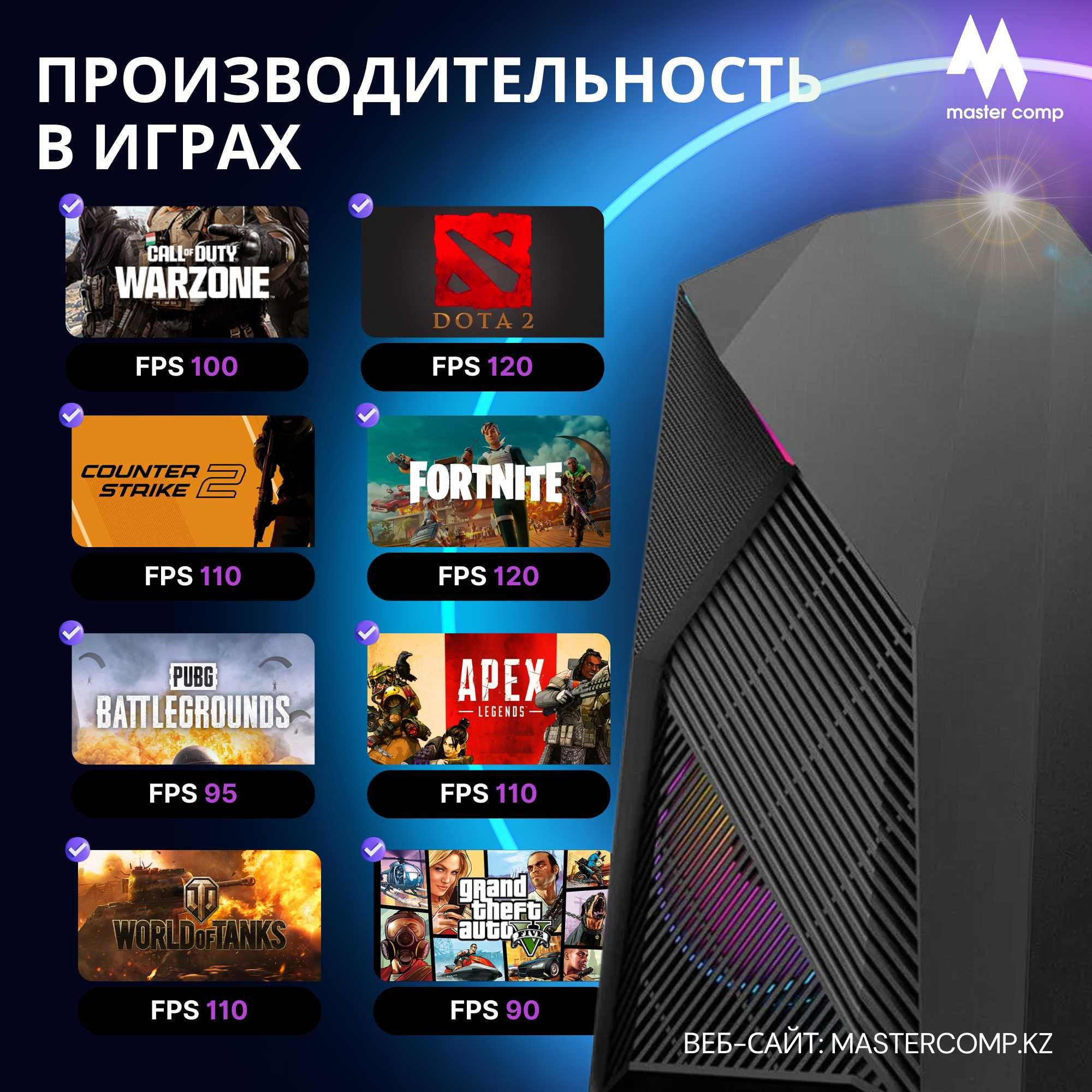 Игровой мощный компьютер ПК i7 / 16GB ОЗУ / RX580 8GB / SSD 256GB