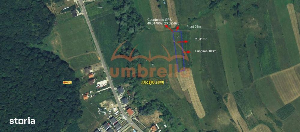 Teren de vanzare extravilan  in Popesti Baciu, jud. Cluj, 2011m²