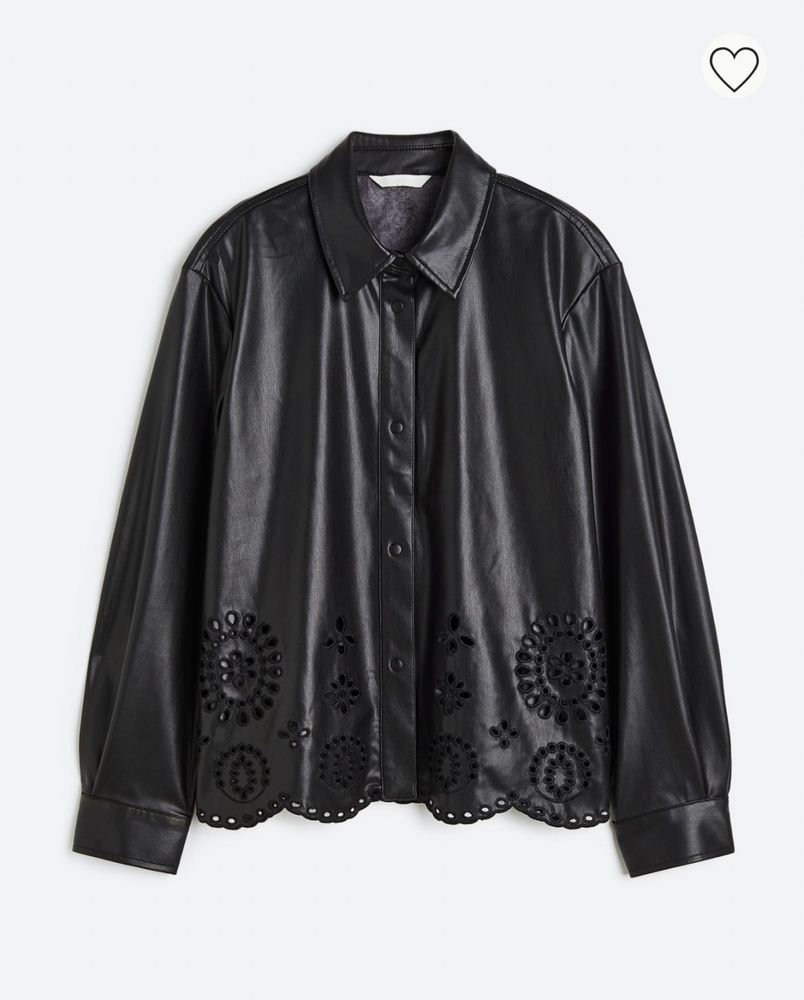 H&M черен кожен сет с английска бродерия