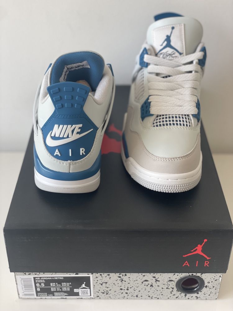 Jordan 4 Retro Military Blue Air Black Grey Oreo