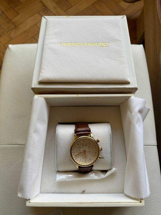 Часовник Chrono Diamond 11200G Argos gold IP brown
