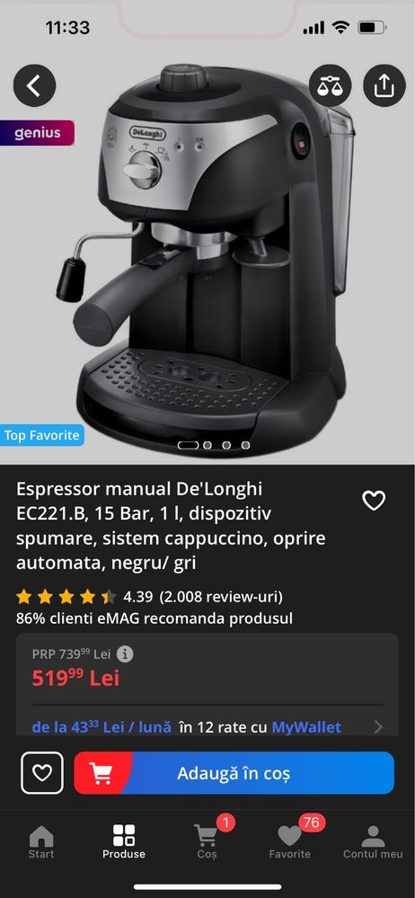 Vand esspresor Delonghi manual