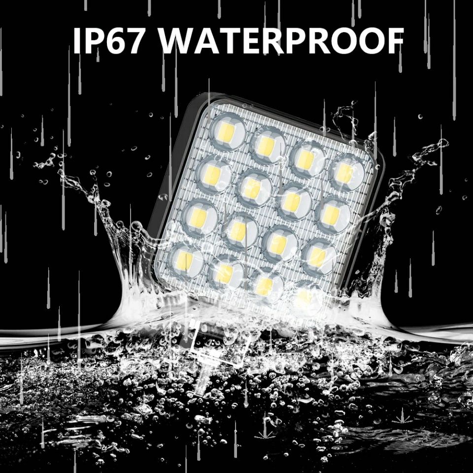 Set 2 x Proiector LED Auto Offroad 48W 12-24V, 3500 Lumeni, Patrat