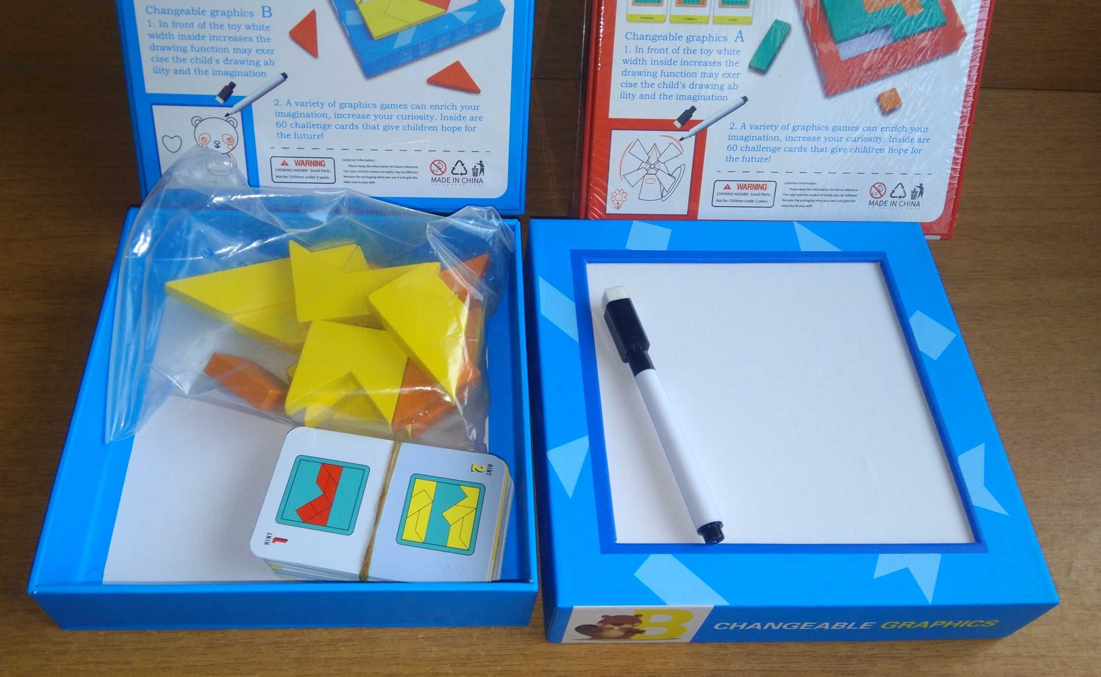 ТОП Дървена логическа игра с блокчета мозайка пъзел + рисуване с карти
