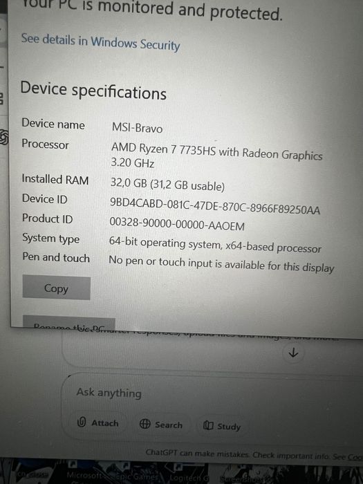Геймърски лаптоп MSI Bravo 15 C7V
