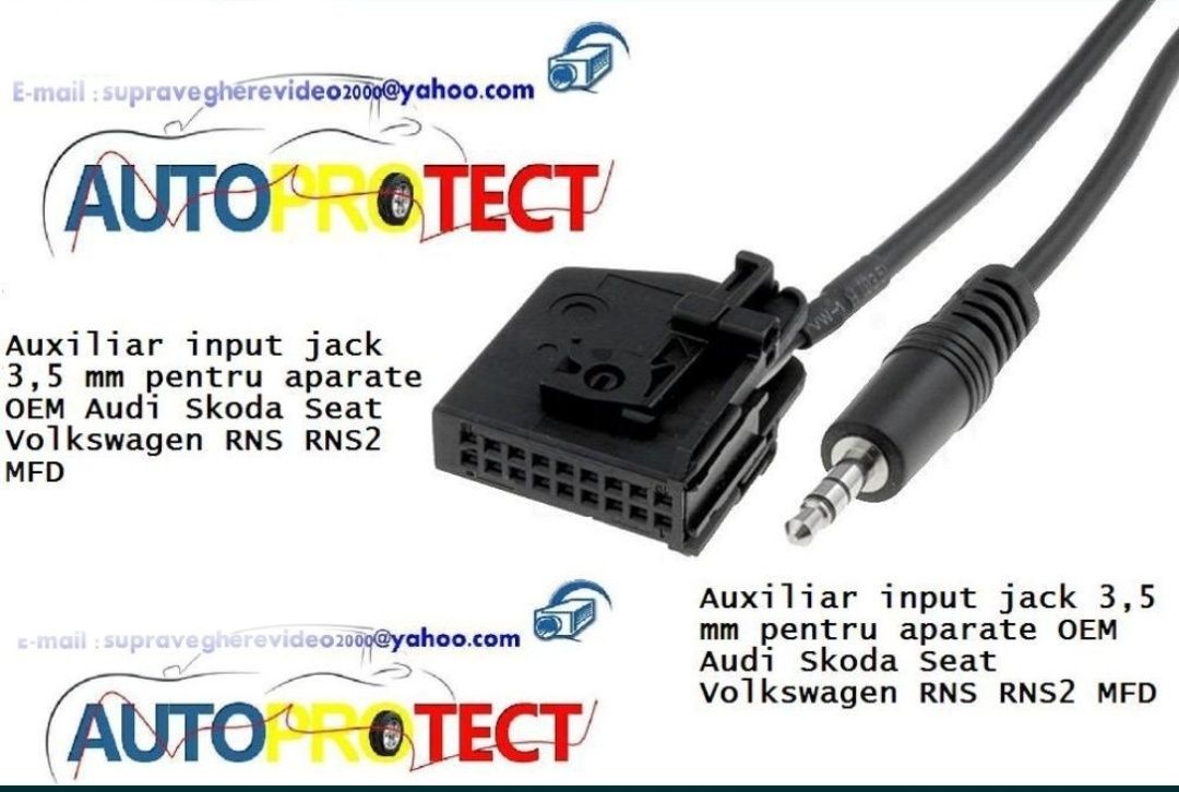 Adaptor MFD2 18 PINI AUX jack 3,5 mm radio OEM VW RNS RCD