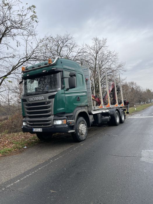 Camion forestier Scania R450 2015 euro6( macara Vkran v10 2014)