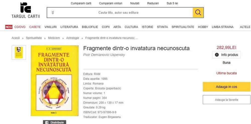 RARA, Fragmente dintr-o invatatura necunoscuta P. D. Uspensky 1995 nou