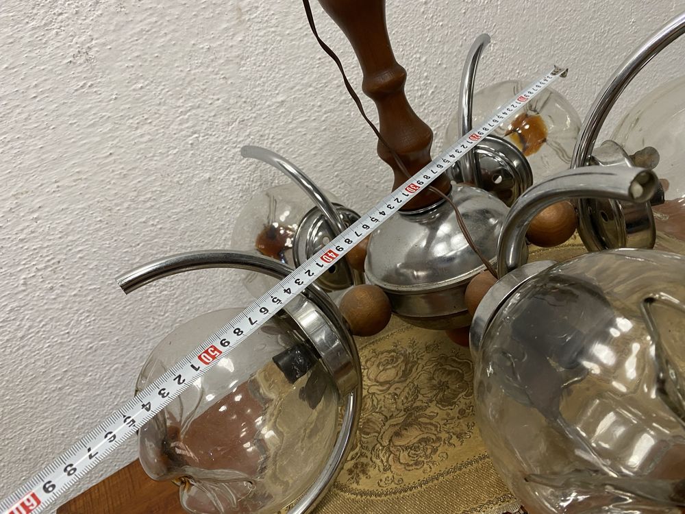 Италиански полилей с плафони от духано разноцветно стъкло