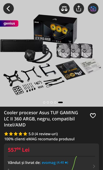 Cooler aio procesor Asus Tuf LC ll 360 intel amd garantie emag