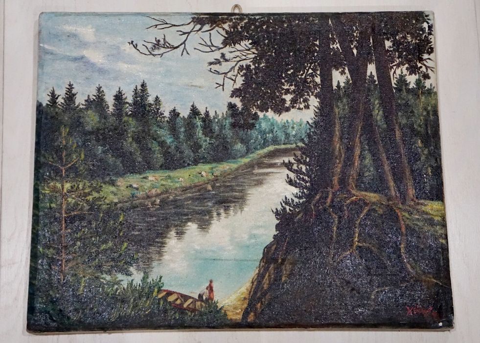 Маслена картина пейзаж с хора и кану