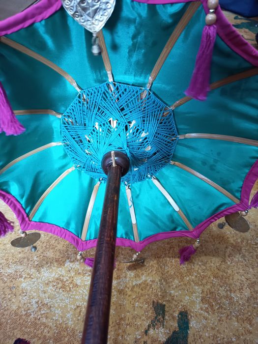 Umbrela decor din bumbac roz 40 cm