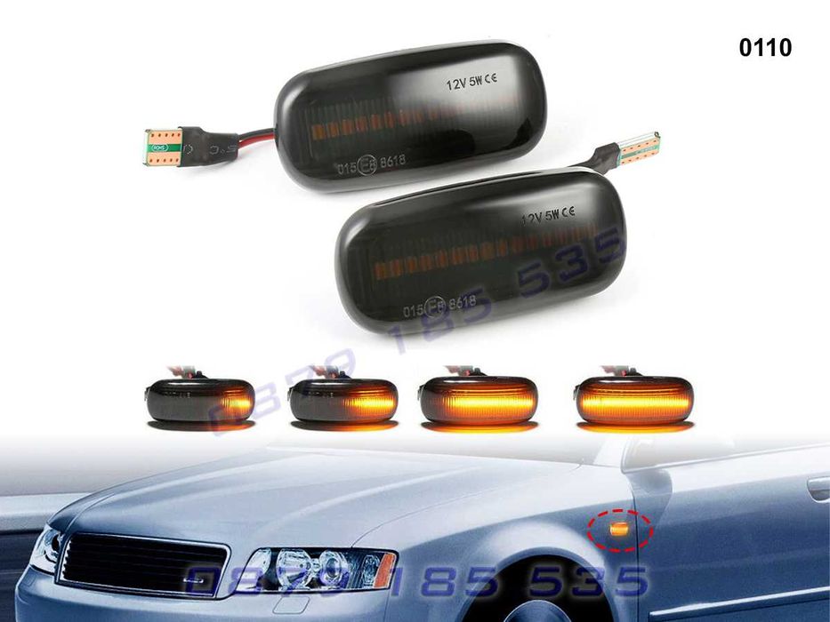 Динамични бягащи мигачи Audi A2 A3 A4 A6 A8 TT странични светлини ауди