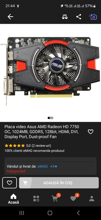 Vând placa vido asus si rami ddr3