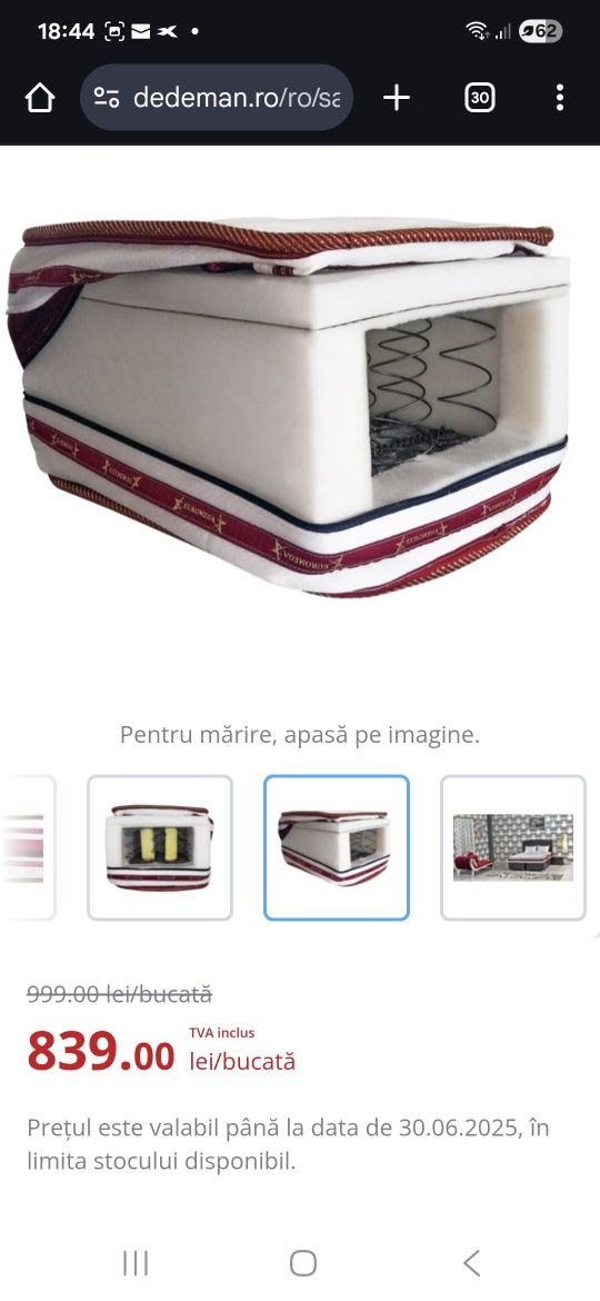 Saltea 160/200 achiziționată anul trecut