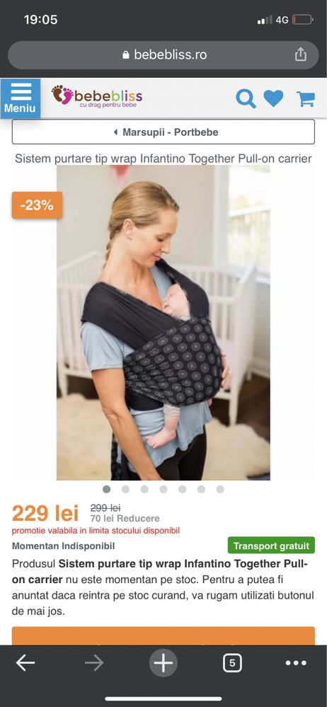 Sistem purtare tip wrap Infantino Together Pull-on carrier