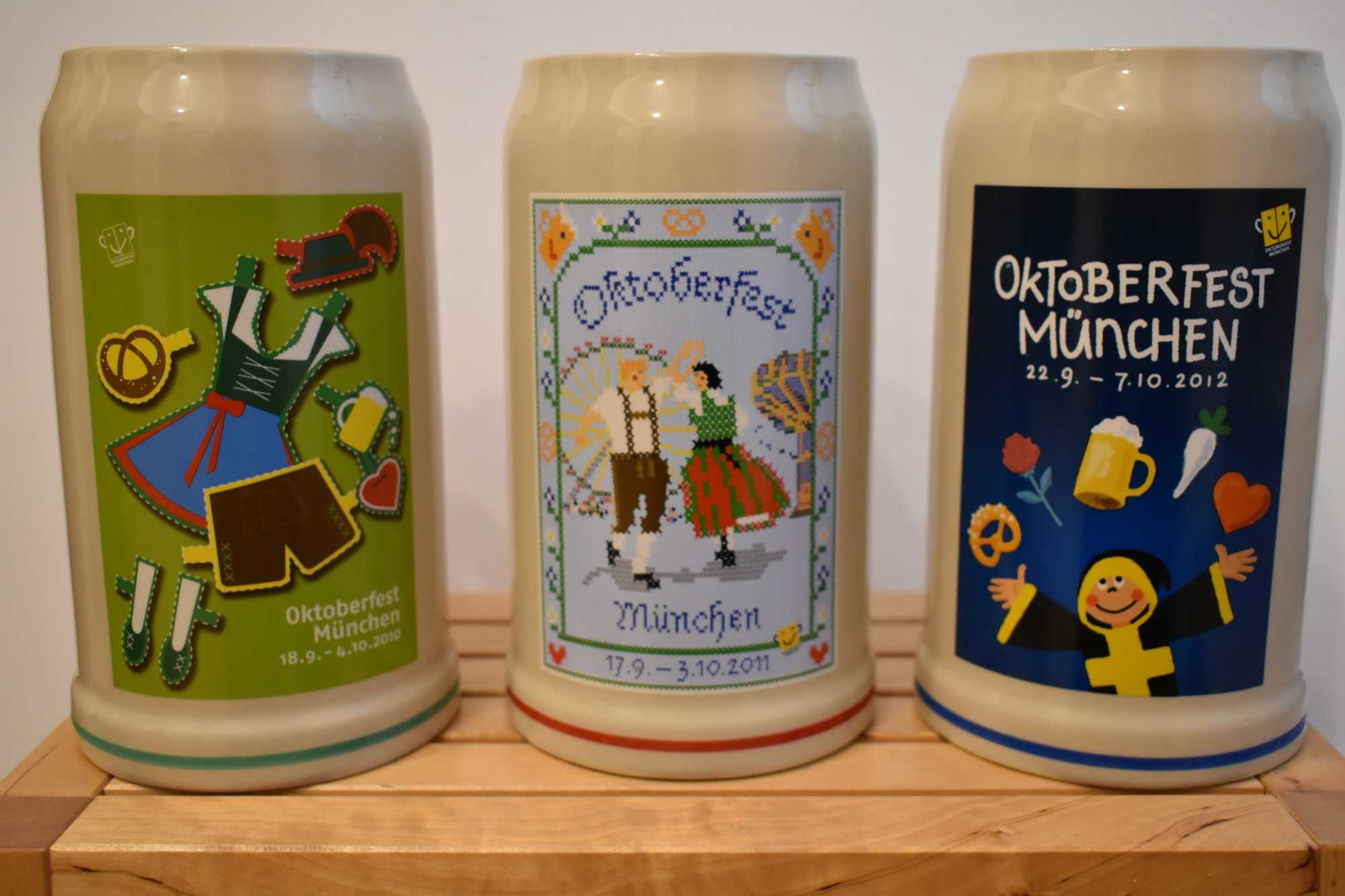 Set de 3 halbe bere 1l Oktoberfest din anii 2010, 2011, 2012