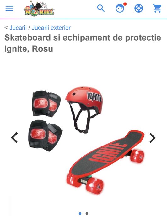 Trotineta si skateboard cu set casca, genunchiere si cotiere