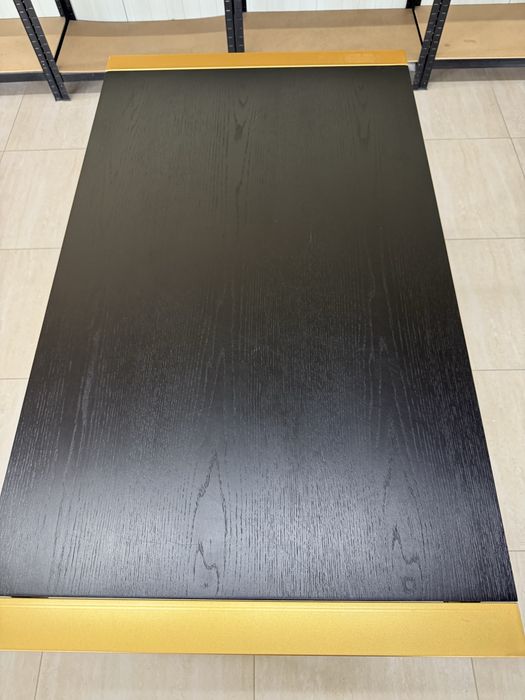 Masa de bar cadru metalic - inox  Aurie cu blat negru Lumisorce