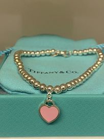 Tiffany Return to Tiffany сребърна гривна с емайл розово сърце 18 см