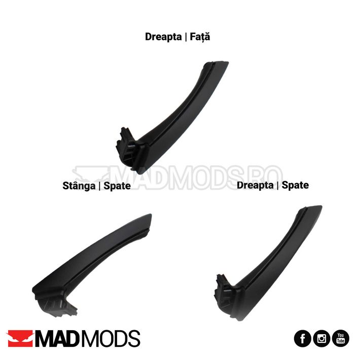 Maner interior portiera BMW Seria 3 E90 E91 E92 E93 Negru, Fata Spate