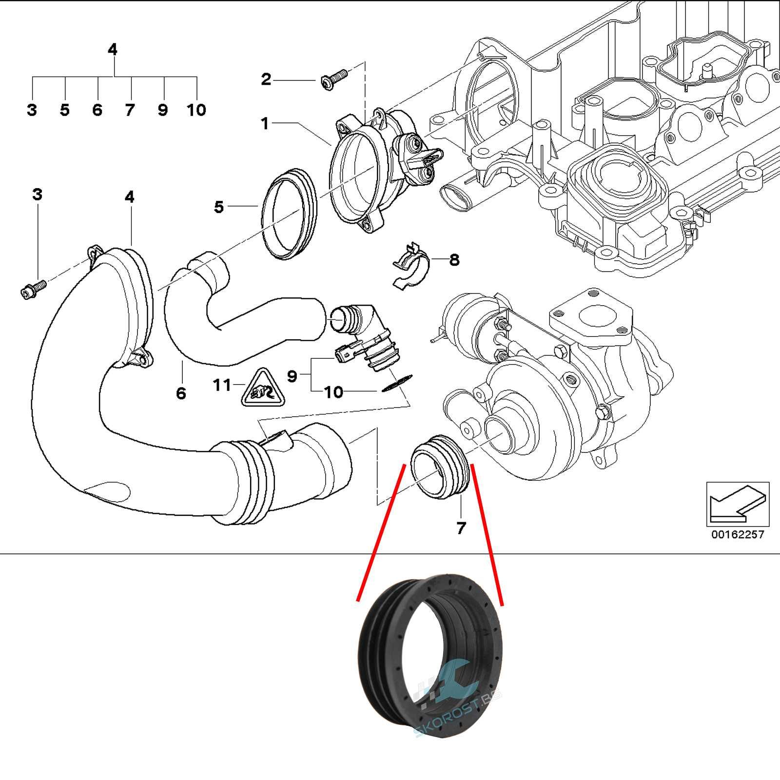 Уплътнение О-пръстен за турбо BMW 1 3 5 7 X3 E83 Z4 E89 E46