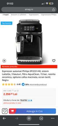 Espressor philips ep2231/40 latte go nou