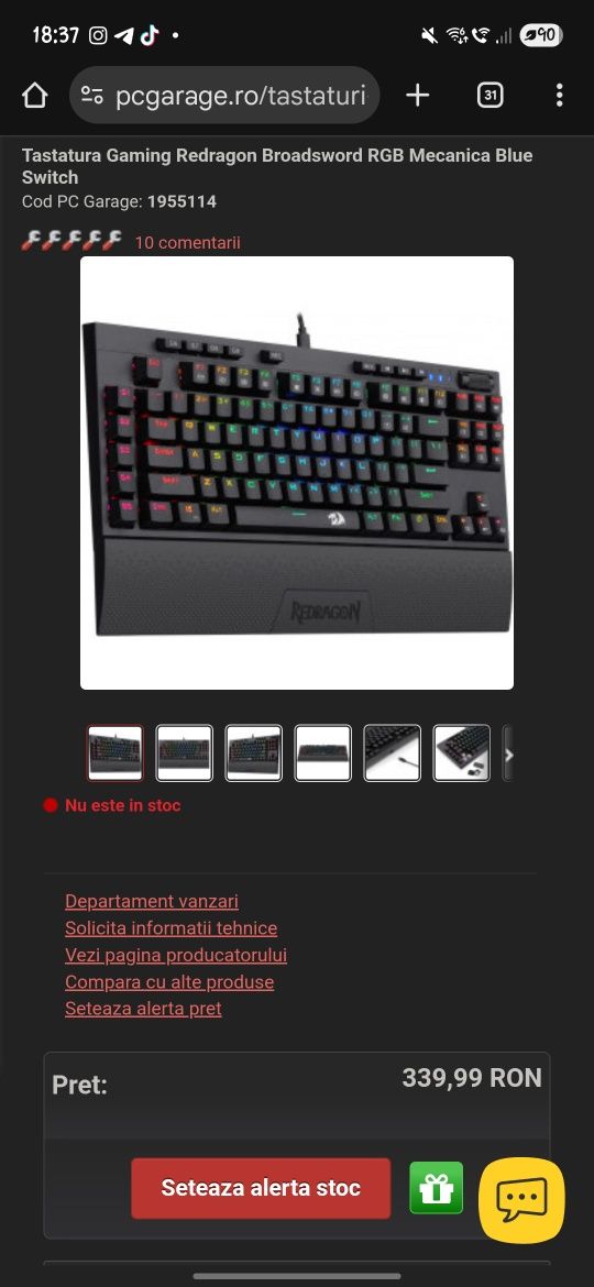 Tastatura gaming redragon broadsword k588 pro