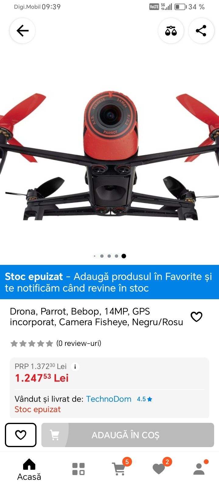 Drona Parrot BeBop Drone 14 MP Full HD 1080p Fisheye Camera SkyControl