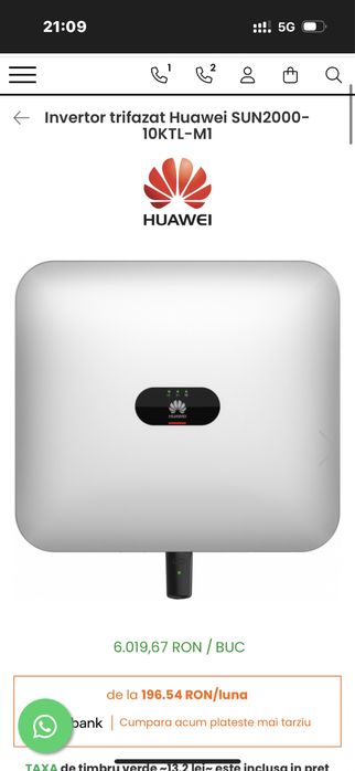 Invertor trifazat Huawei sun2000-10KTL-M1 10kw