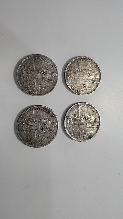 Moneda argint 1 leu taranca 1910 1914 romania carol 1