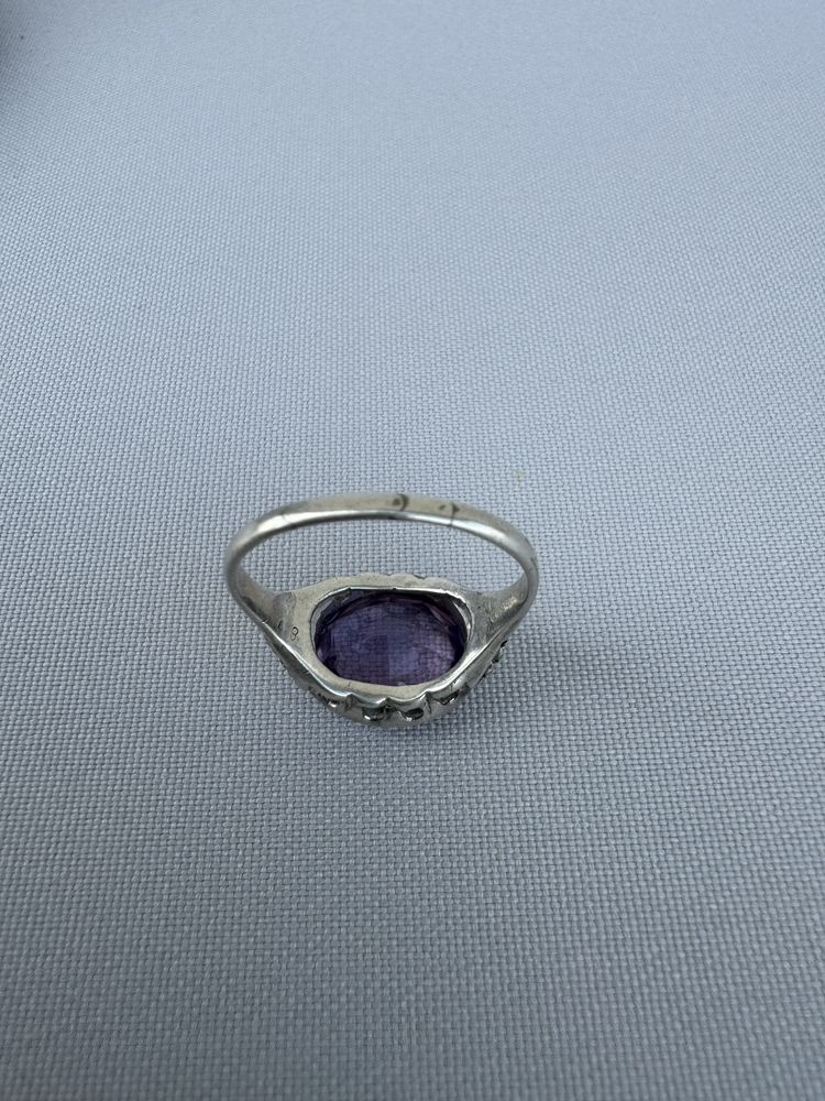 Inel din argint, ametist si marcasite