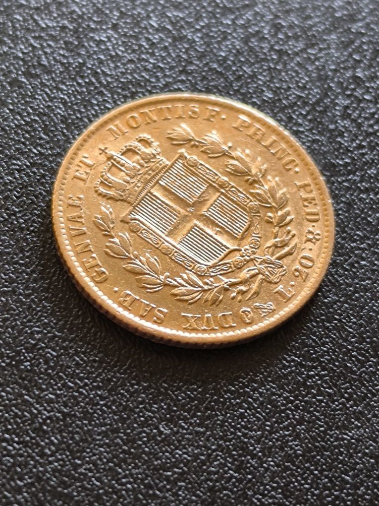 20 лири 1832 год, Сардиния, крал Карло Алберто, злато 6.45 гр,900/1000
