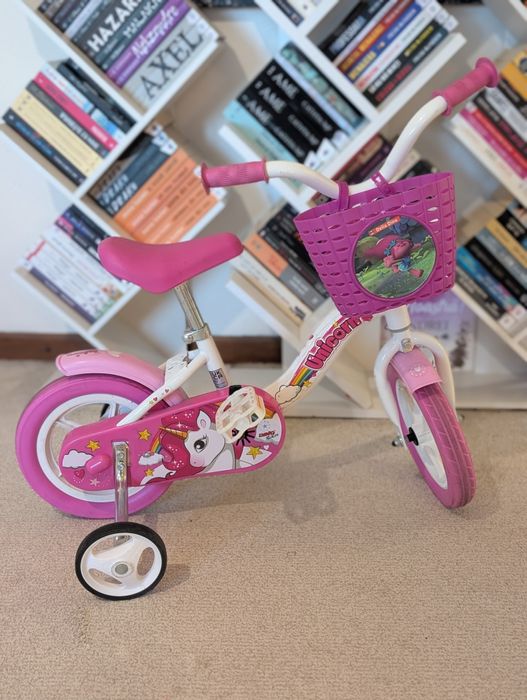 Bicicleta cu pedale, Dino Bikes, Unicorn, Cu roti ajutatoare, 10 inch,