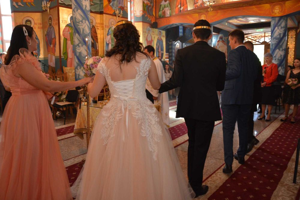 Rochie de mireasa, M 40-42, corset reglabil, potrivită și altor mărimi