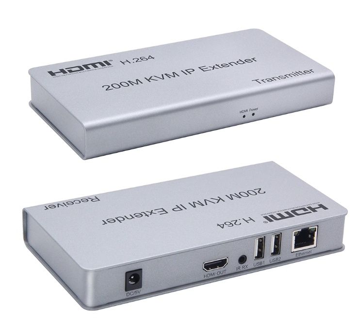 Удлинитель (передатчик) HDMI + USB + IR по витой паре на 200м, VE052